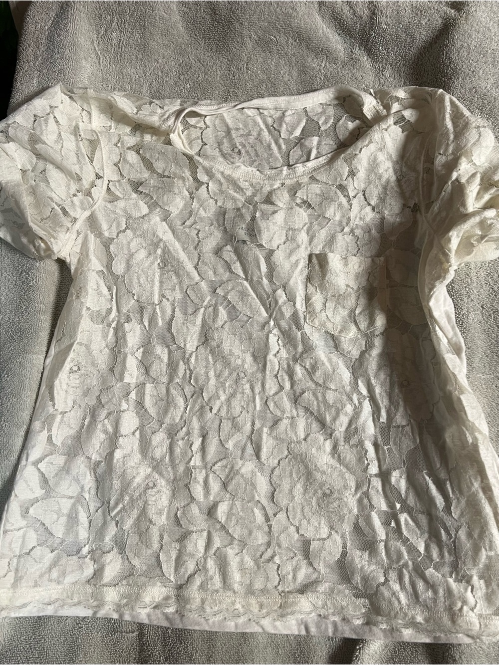 Gilly Hicks White Floral Lace Short Sleeve Tee